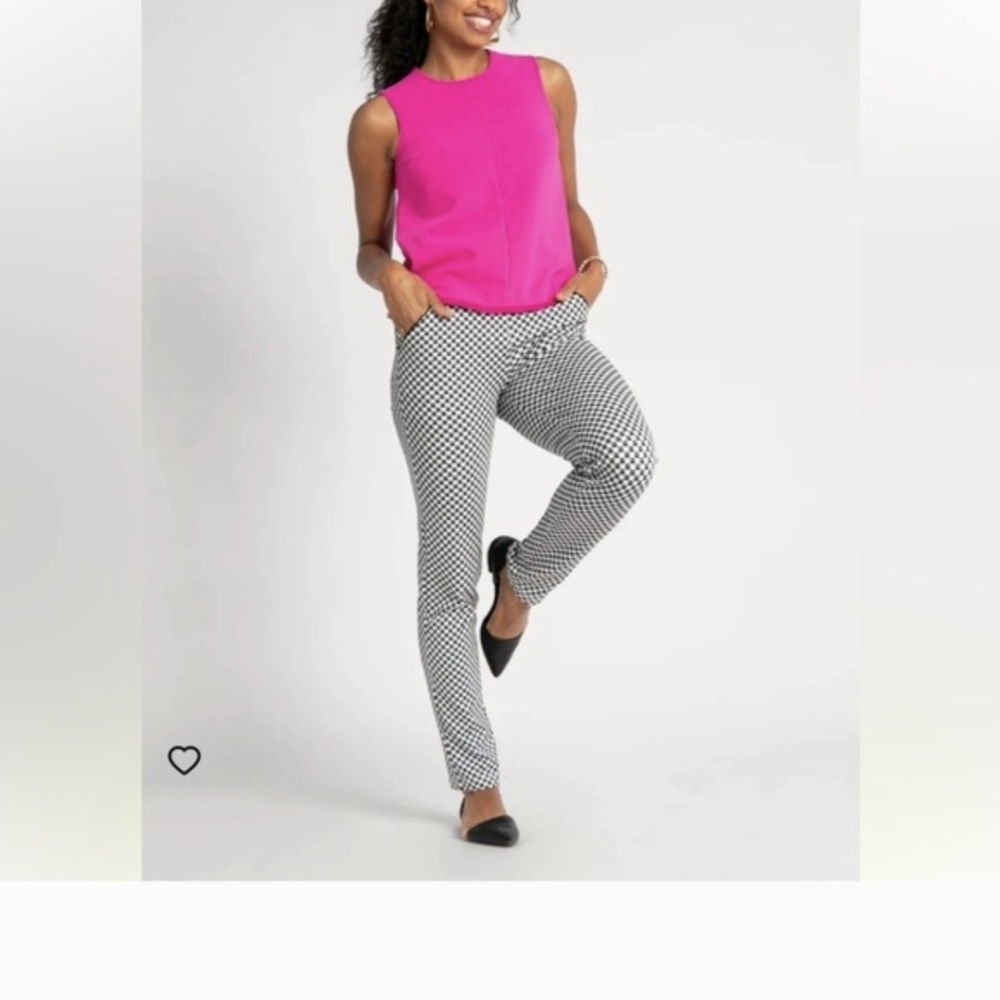 Betabrand Catstooth Cat Print Straight-Leg Chino Dress Pants Yoga Pants- S